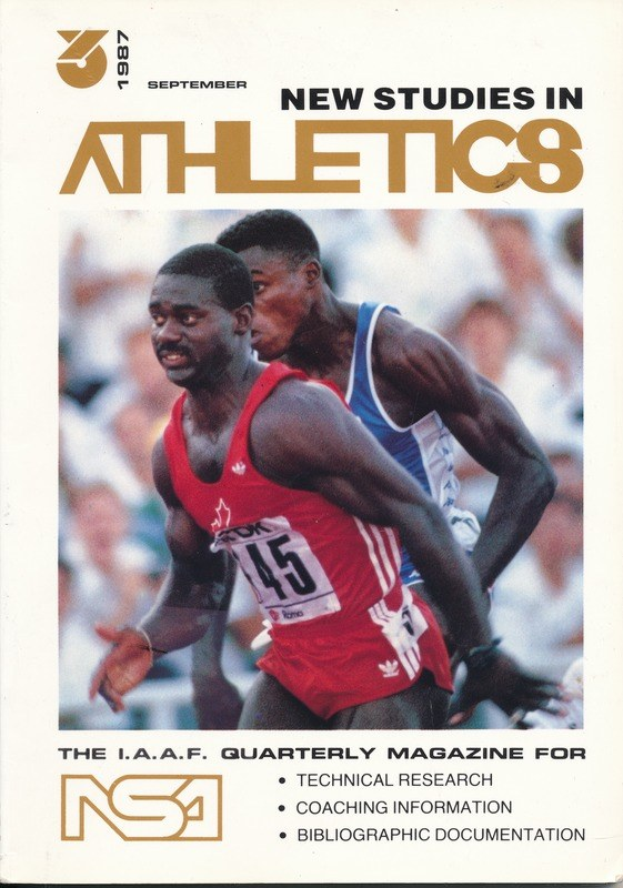 Titelbild eines Buches mit dem Titel "New Studies in Athletics September 1987" mit zwei Personen auf dem Cover.