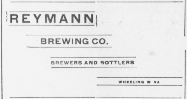 Schwarz-weiß-Foto eines Papiers mit der Aufschrift "Reymann Brewing Co. Brauer und Abfüller"
