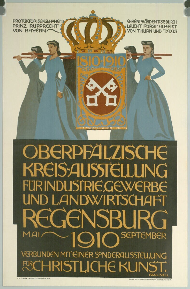 Plakat zur deutschen Revolution von 1910 mit einer Gruppe von Menschen und einer Krone sowie Texten