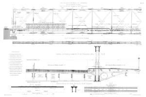 Eine detaillierte Zeichnung einer Brücke, einschließlich der Kaiserbrücke in Bremen, begleitet von Text auf demselben Papier.