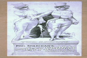 Plakat für Phils neue Stadt-Sportfirma mit zwei Personen nebeneinander und Text, der die Firma beschreibt.